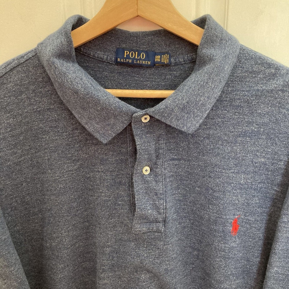 Polo Ralph Lauren Polo Shirt Mens 3XB Big Blue Red Embroidered Pony Logo - Picture 2 of 9